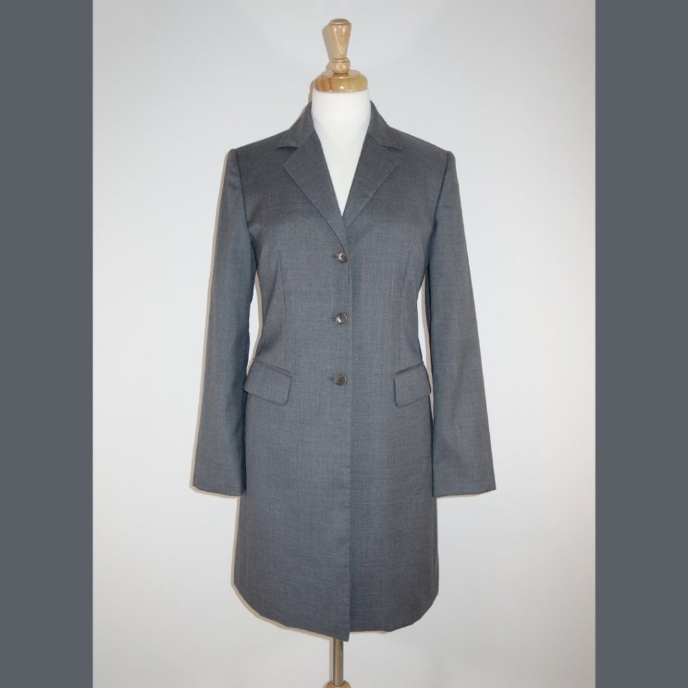 Sisley Long Grey Suit Jacket - Size 6